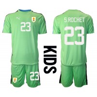 Camisa de time de futebol Uruguai Sergio Rochet #23 Goleiro Replicas 1º Equipamento Infantil Mundo 2022 Manga Curta (+ Calças curtas)